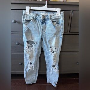 Eunina Nanamacs Boutique Light Blue Distressed Ankle Jeans size 1